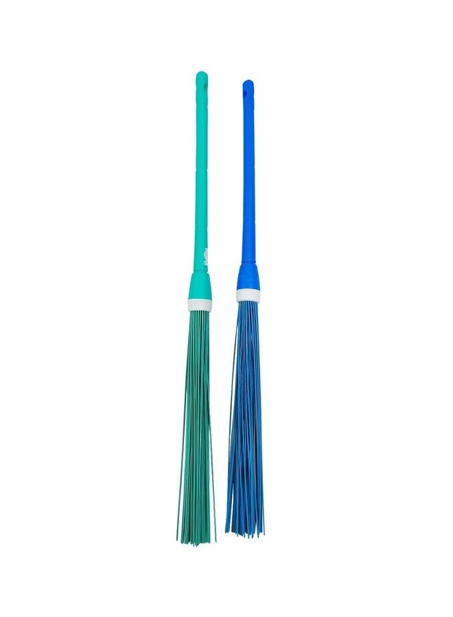 FRESHOME Heavy-Duty Plastic Kharata Broom 32 Inches with 60 Hard Bristles for Cleaning Floor and Bathroom Wet & Dry Cleaning Broom 300 Gm Pack of (2) - Image 1